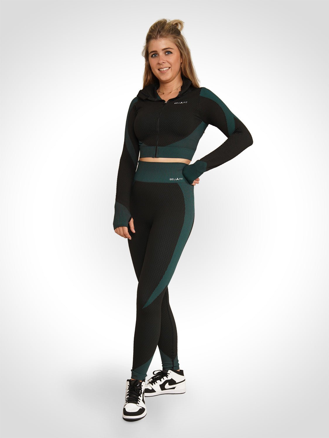 Chelsea - Sport Set Met Ritssluiting En Hoge Taille Legging - Bella Fit™